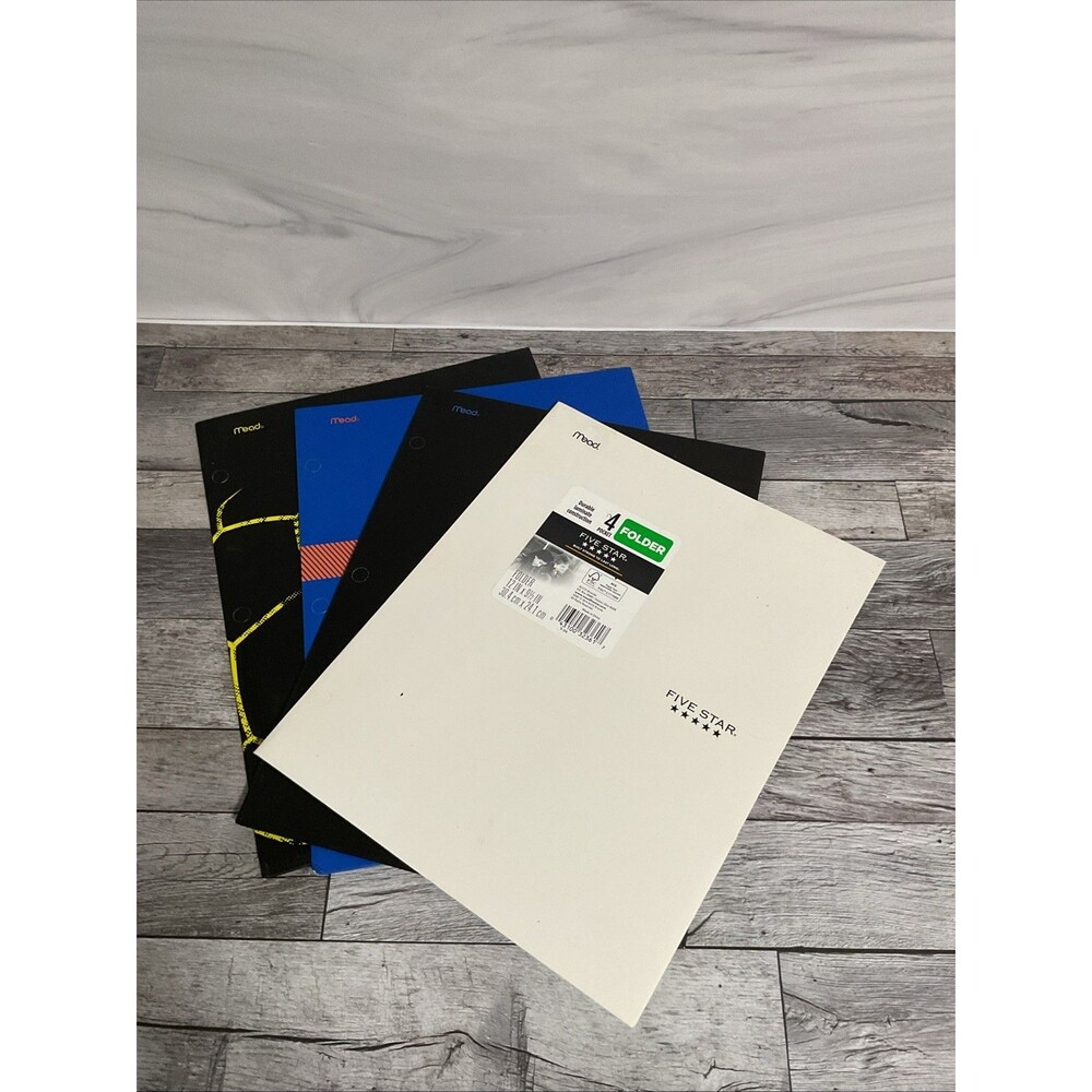 Five Star Plastic Portfolio 4 Pocket Random Colors Mead. 4 Total
